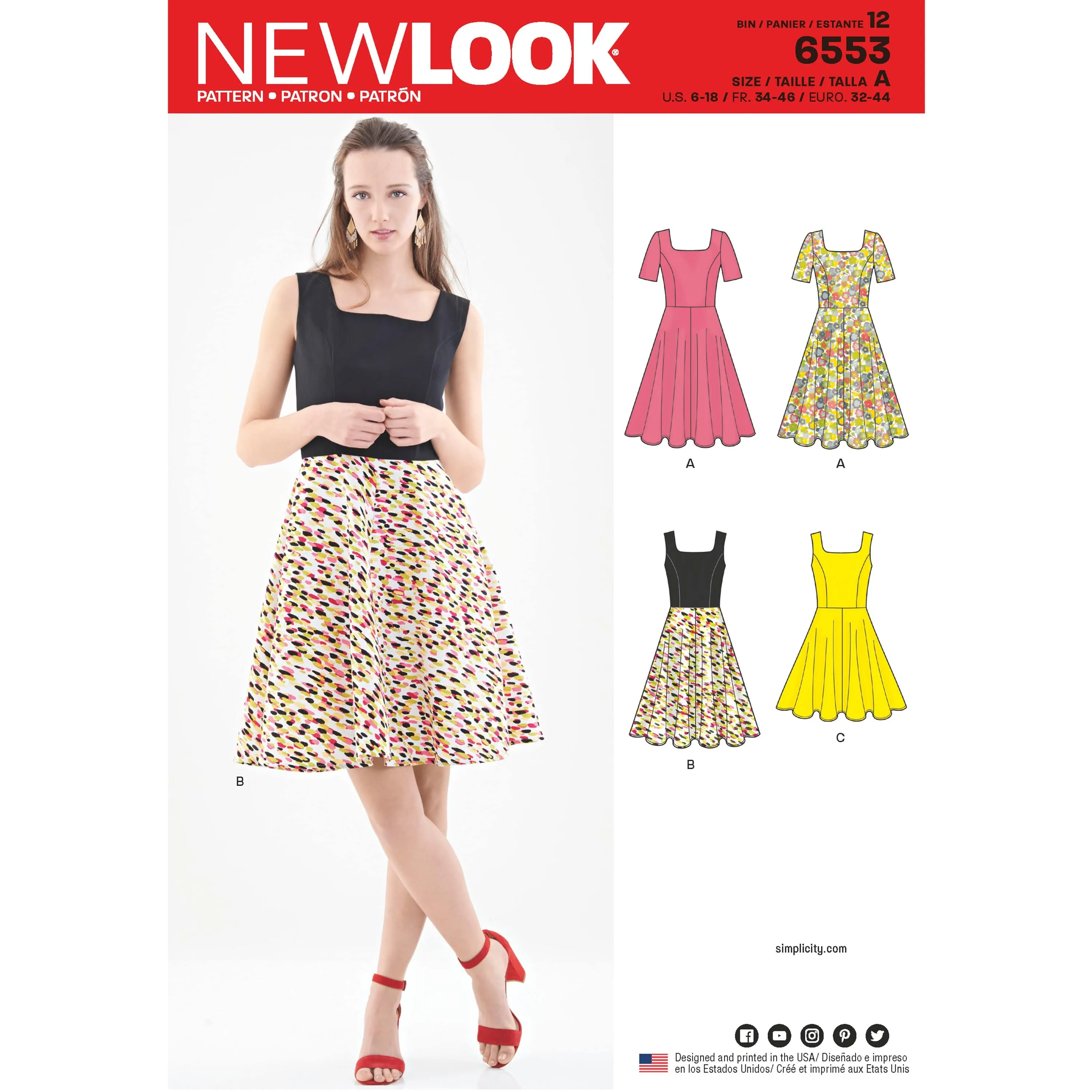 6553 New Look Pattern 6553 Women's Dress in Two Lengths