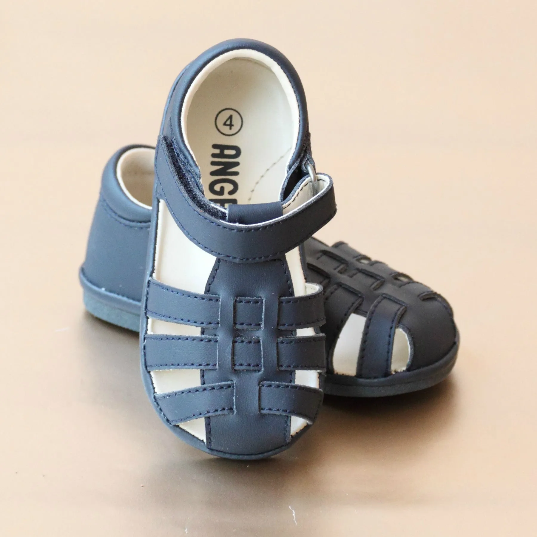 Angel Baby Boys Leather Lattice Fisherman Sandal