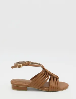 Aphrodita braided crochet sandals in tan leather women shoes