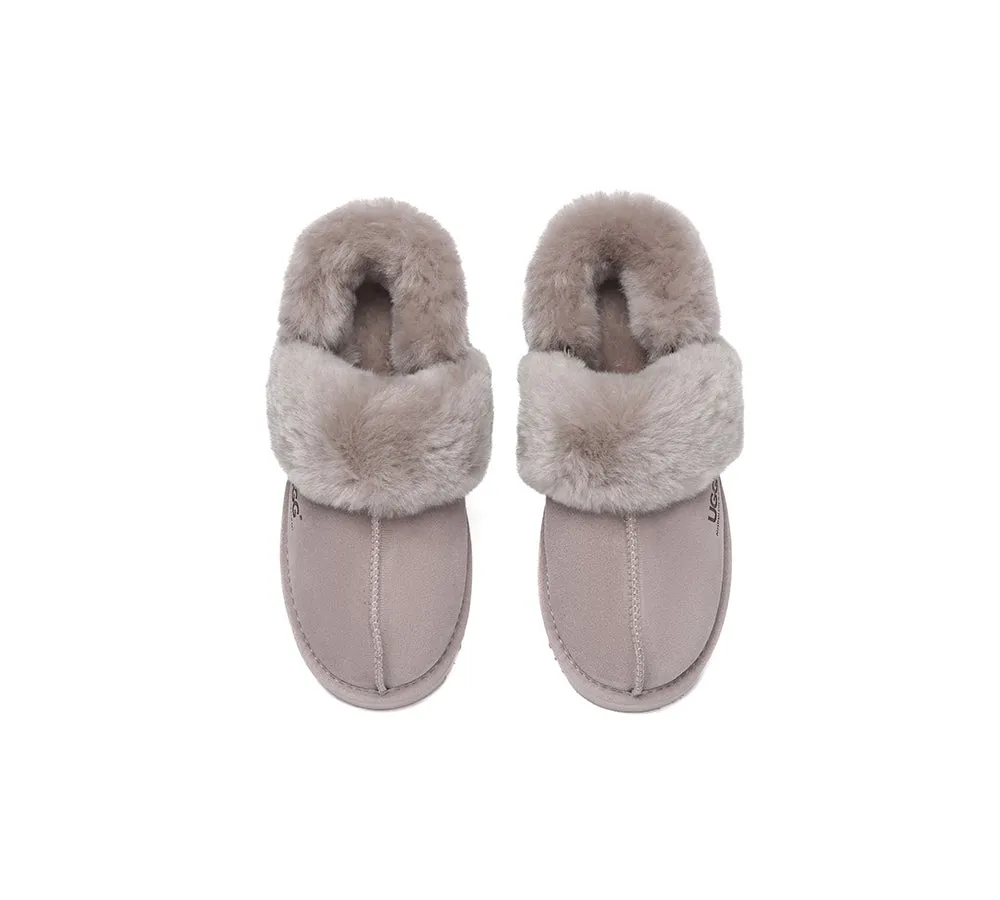 AUSTRALIAN SHEPHERD® 3-Way Style UGG Women Slippers Removable Wool Strap Slingback Muffin Fluffy