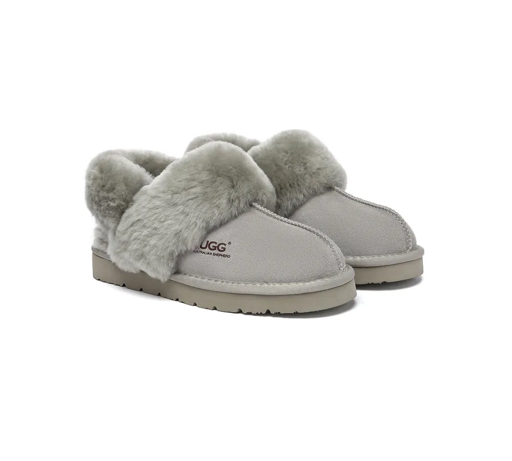 AUSTRALIAN SHEPHERD® 3-Way Style UGG Women Slippers Removable Wool Strap Slingback Muffin Fluffy