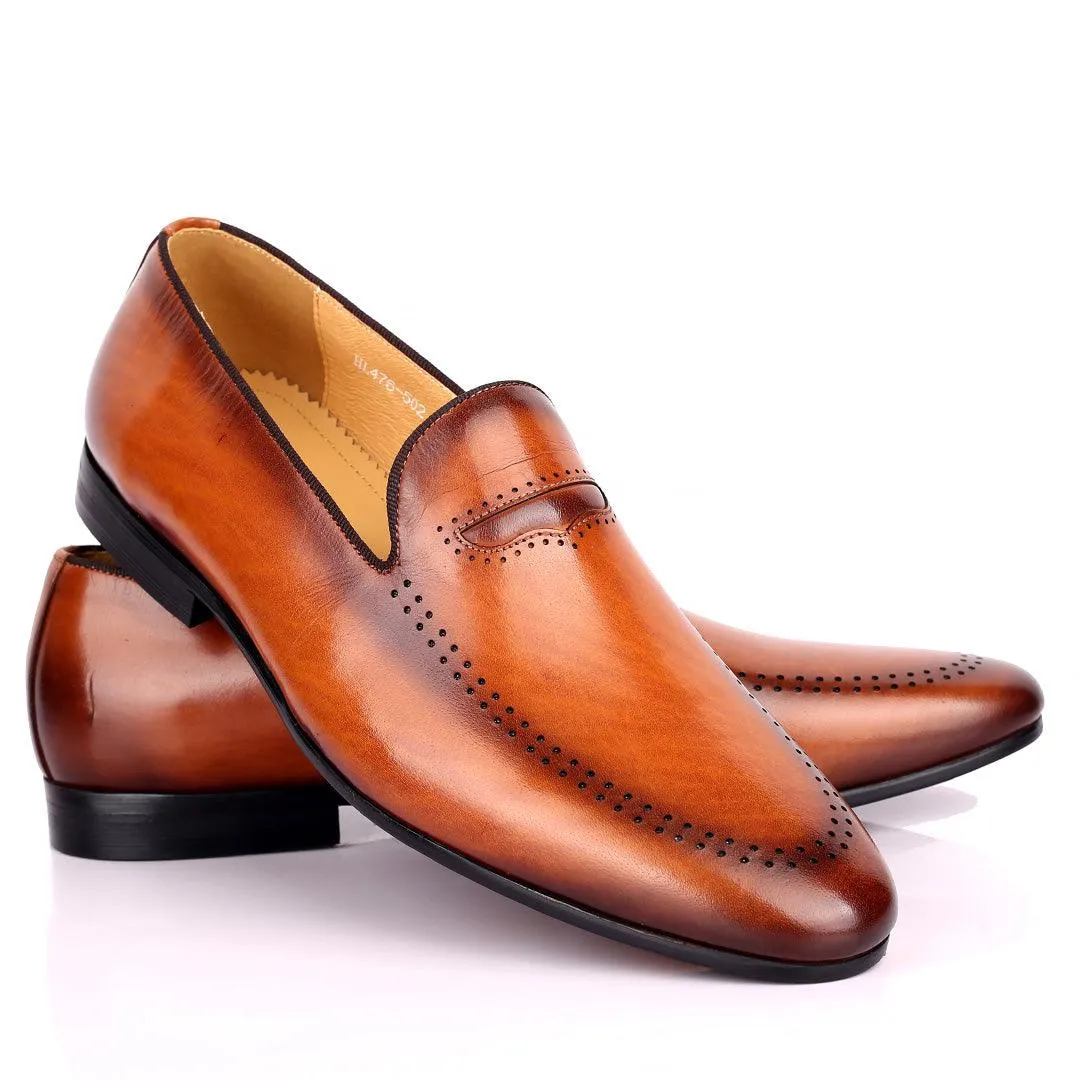 Berlut Side Perforated Formal Men's Shoe- Brown