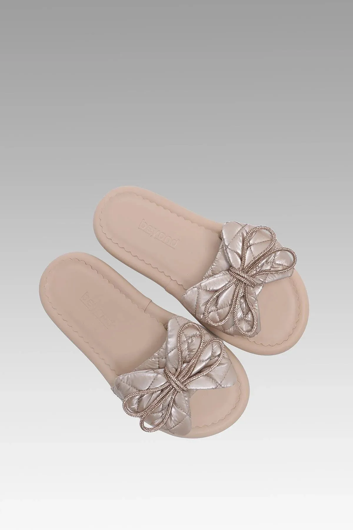 Beyond Women's Bow Stone Leather Slippers