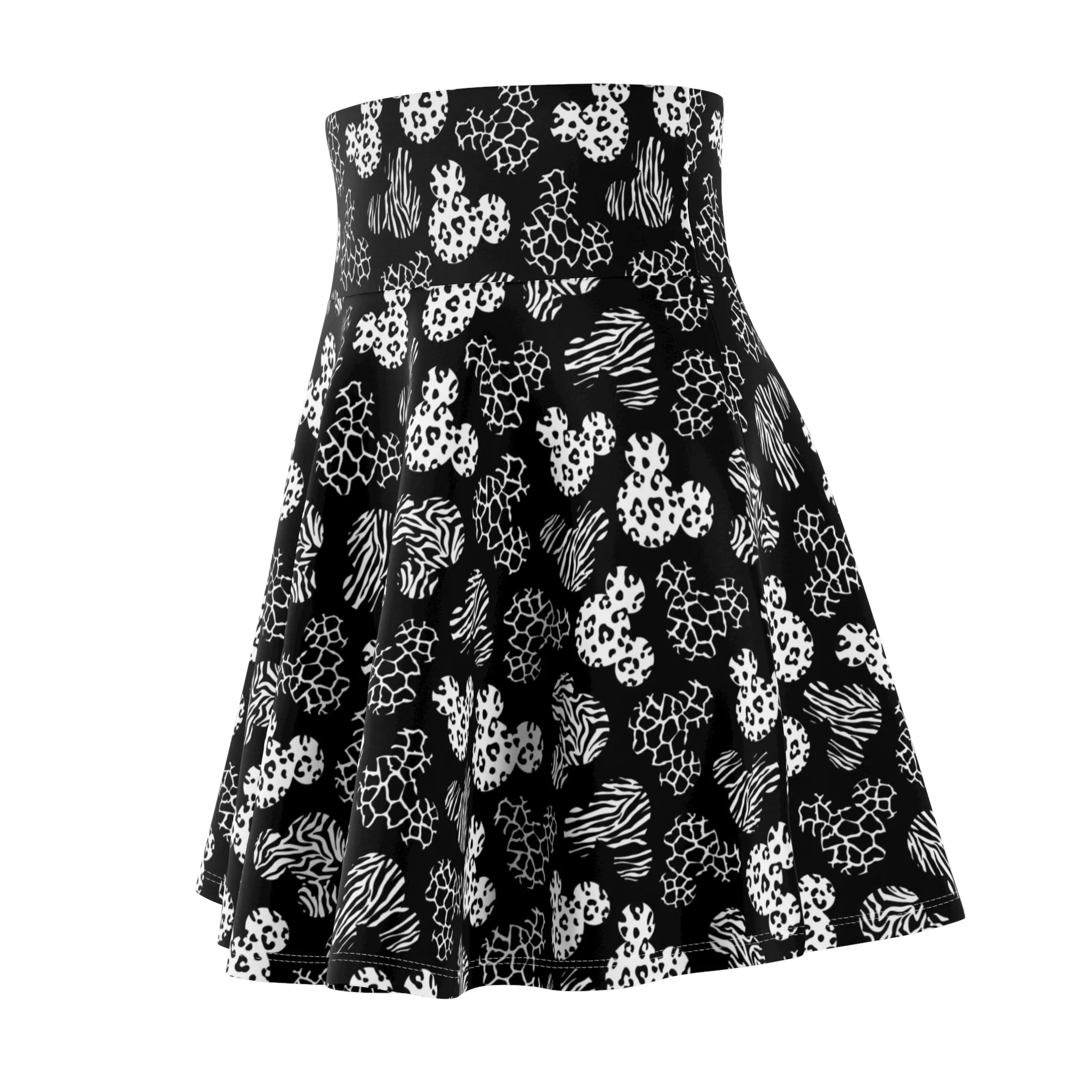 Black And White Animal Prints Women's Skater Skirt