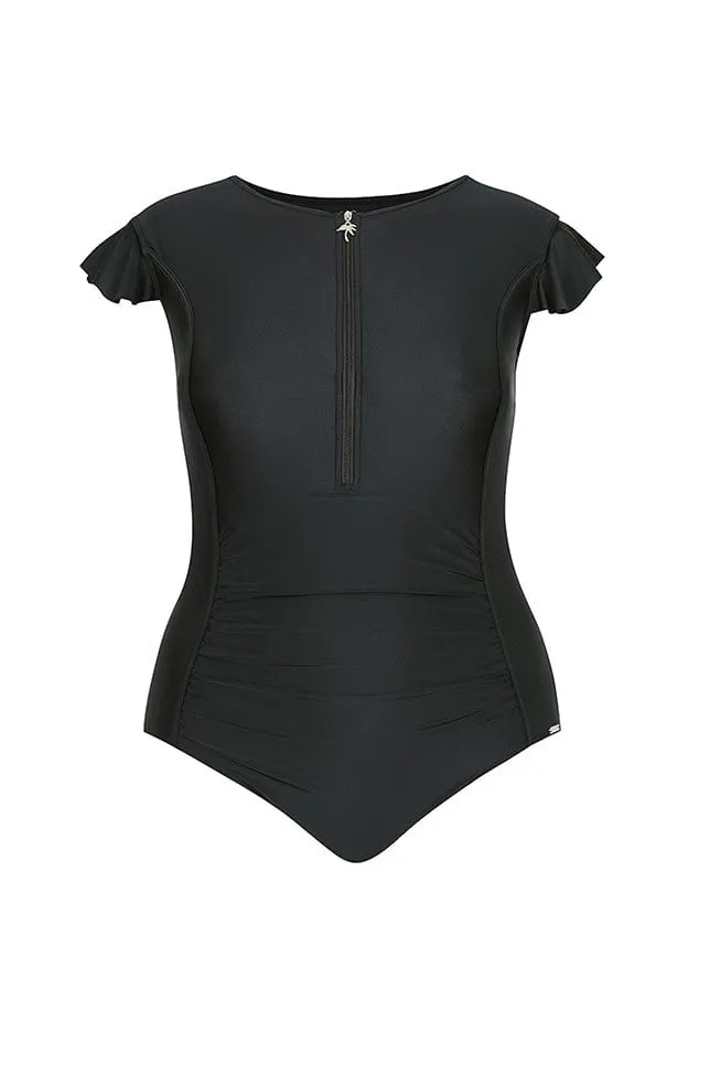 Black Frill Sleeve One Piece