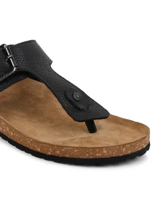 black Leather sandal for men