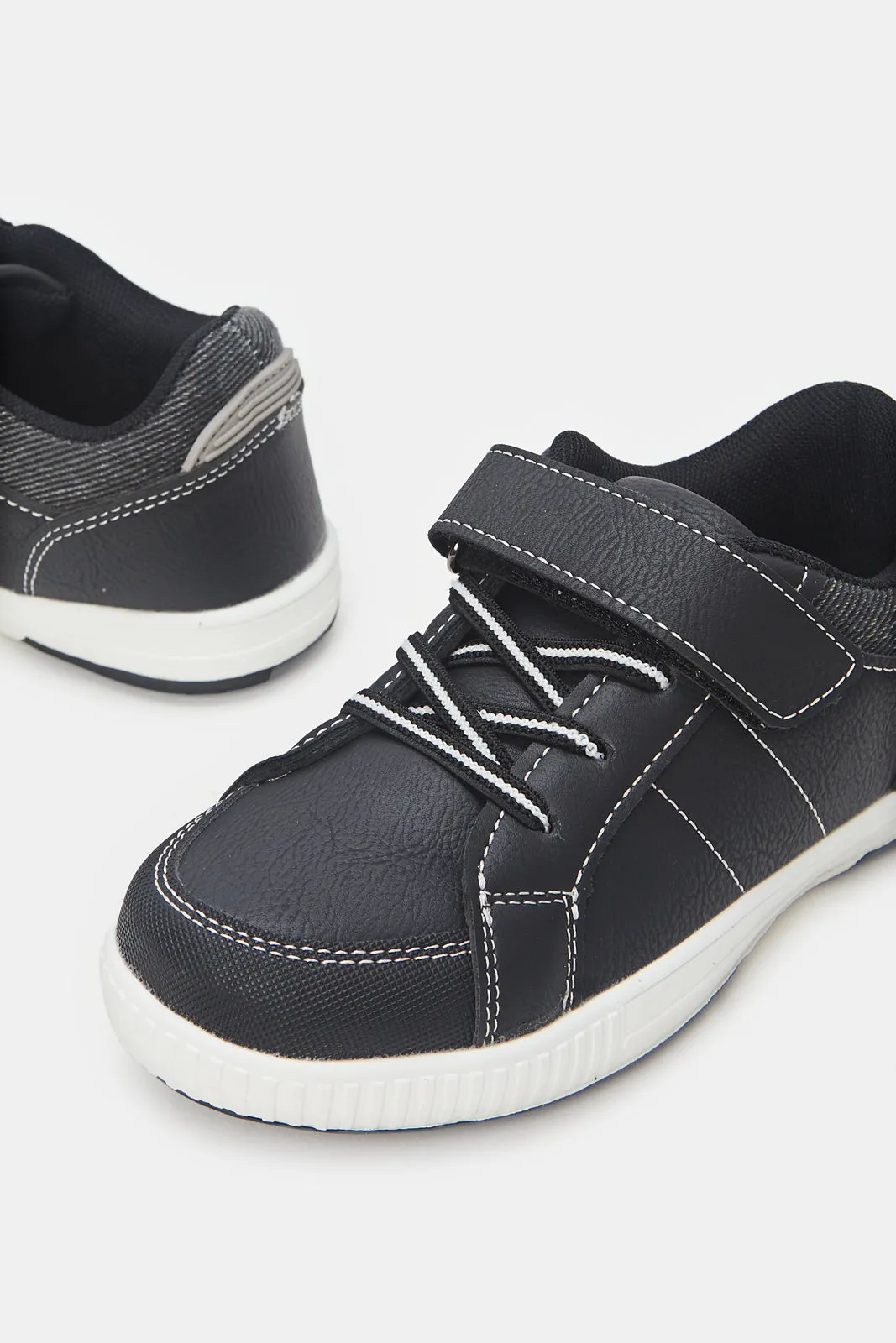 Boys Black Fabric Block Sneakers