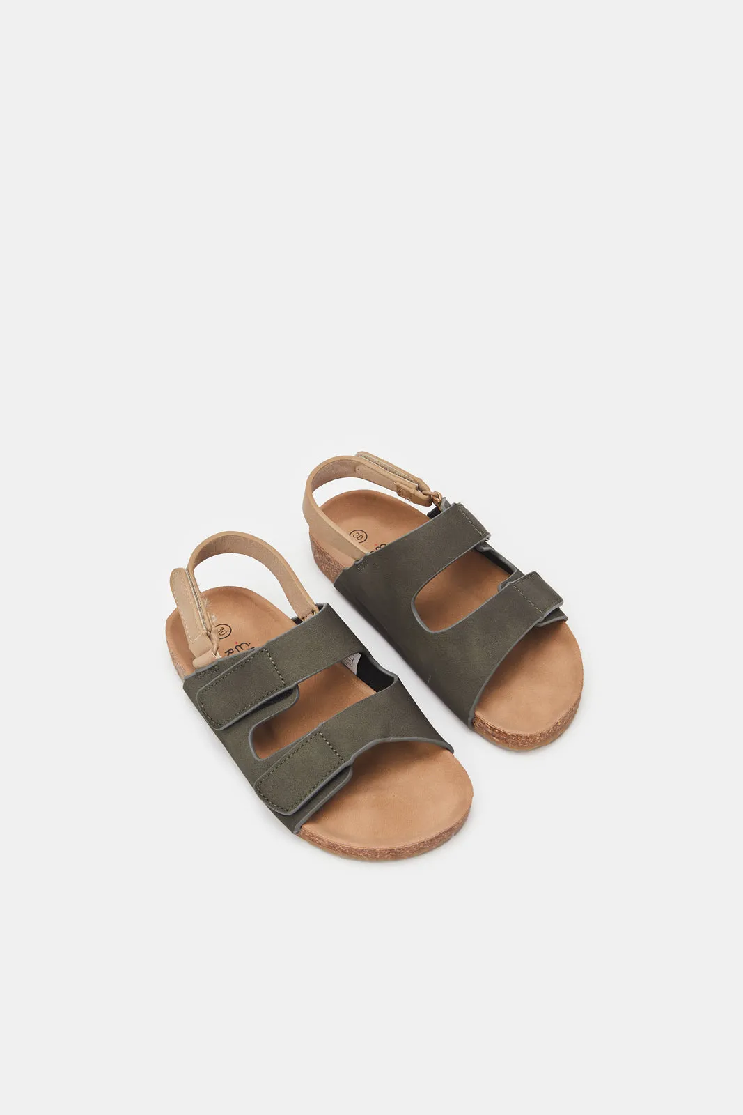 Boys Olive Back Strap Cork Sandals