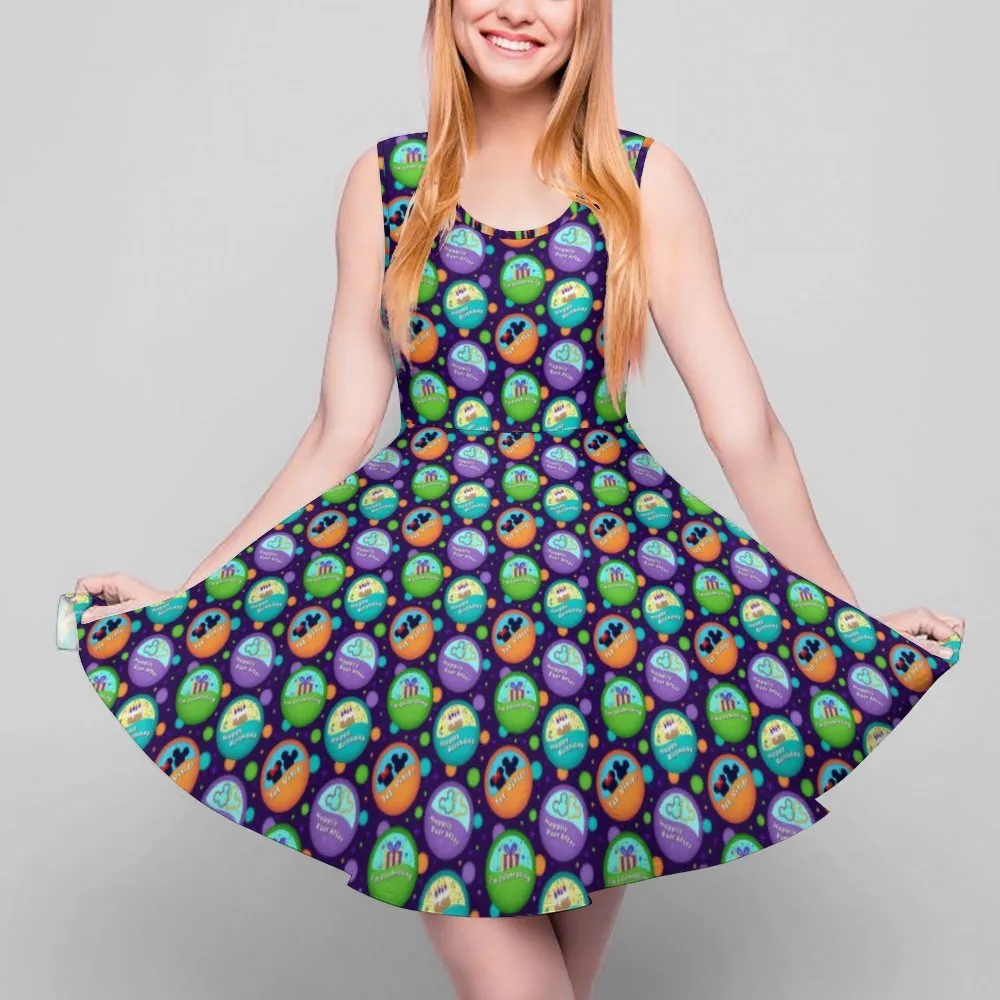 Button Collector Women's Sleeveless Round Neck Skater Dress