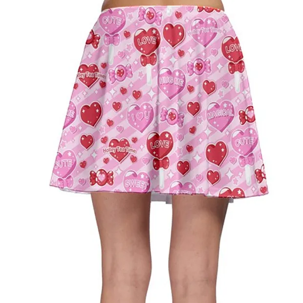 Candy Love Hearts (Red Cutie) Skater Skirt [Made-To-Order]