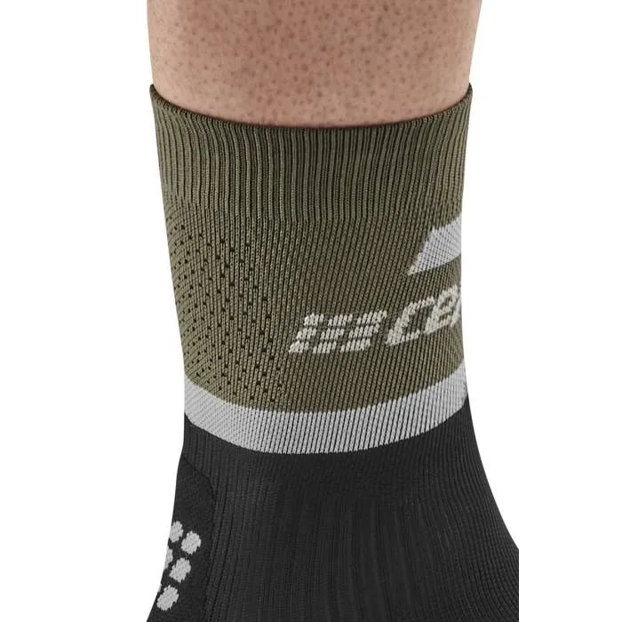 CEP Men's The Run Socks Mid-Cut V4 - Olive/Black ( WP3CRR)