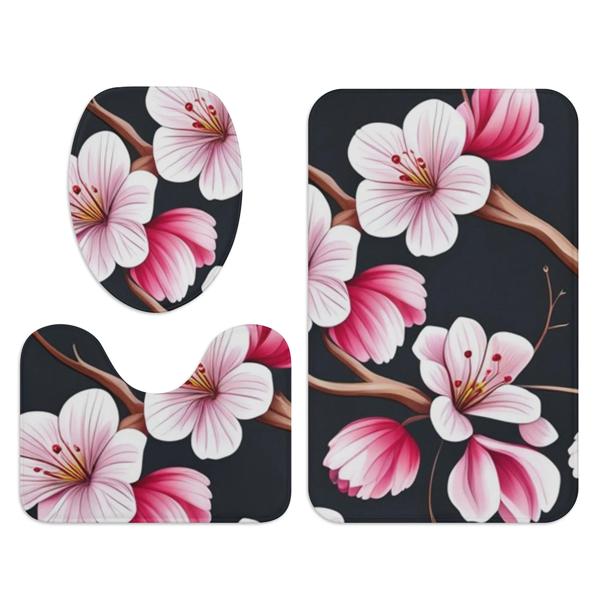 Cherry Blossom Spring Bath Room Toilet Set