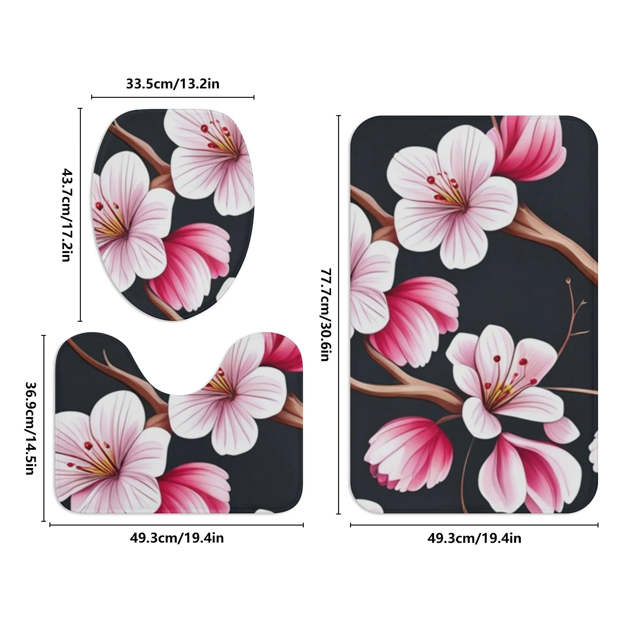 Cherry Blossom Spring Bath Room Toilet Set