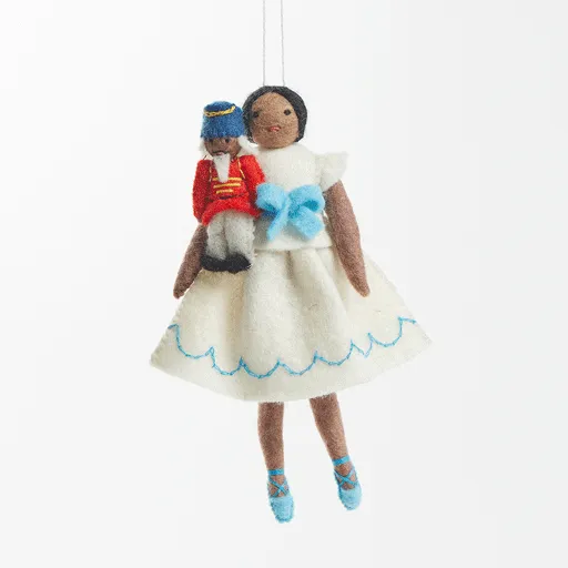 Clara with Nutcracker Ornament - Brown