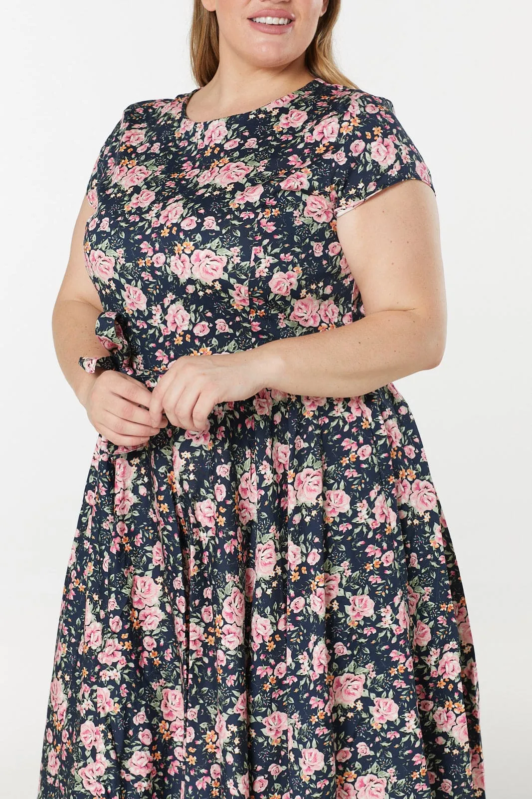 Cleo Floral Fit and Flare, Skater Midi Floral Dress