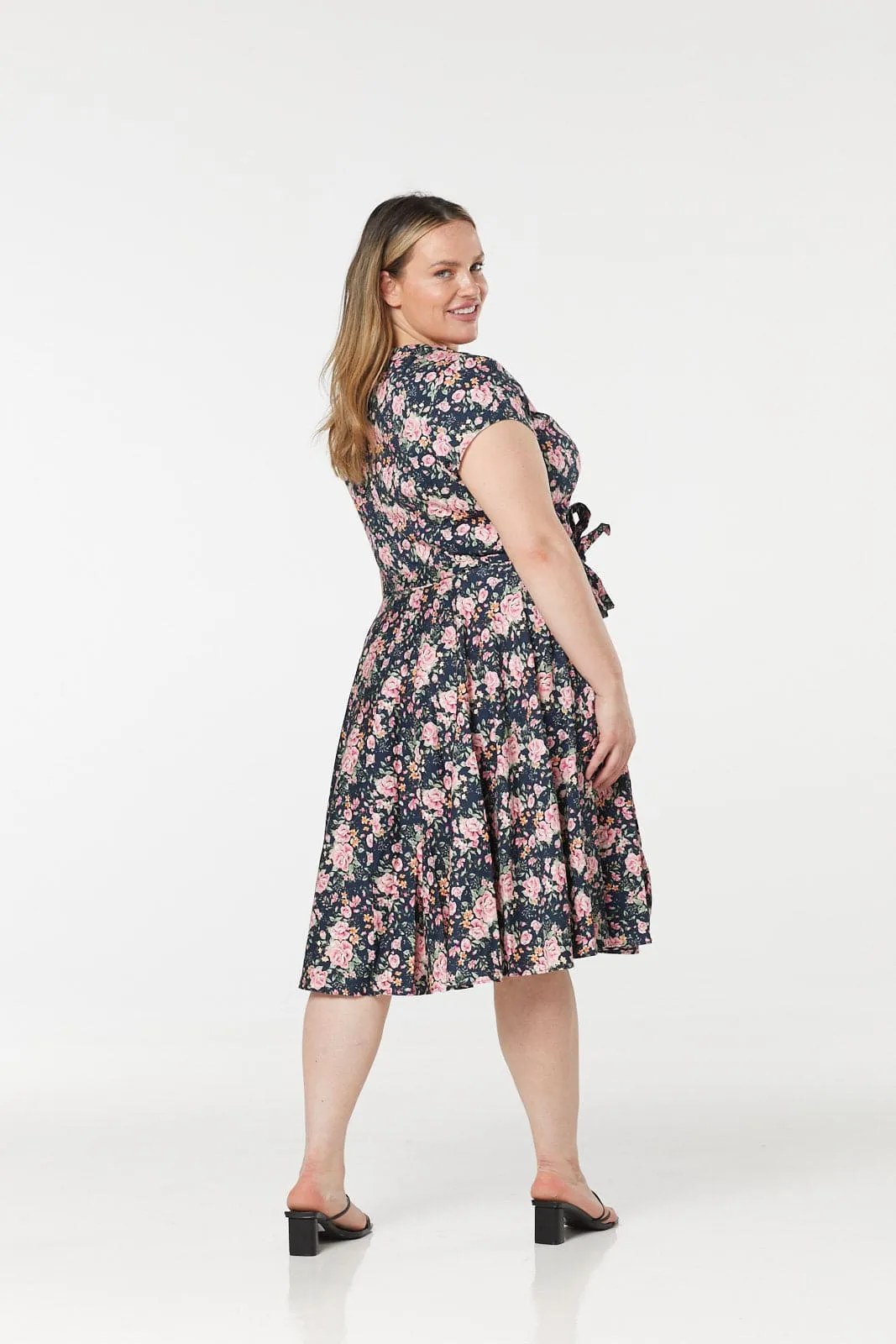 Cleo Floral Fit and Flare, Skater Midi Floral Dress