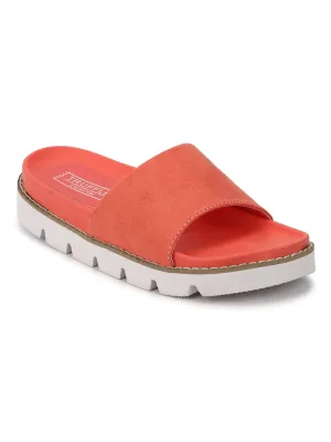 Coral Suede Cleated Slip-On Flats