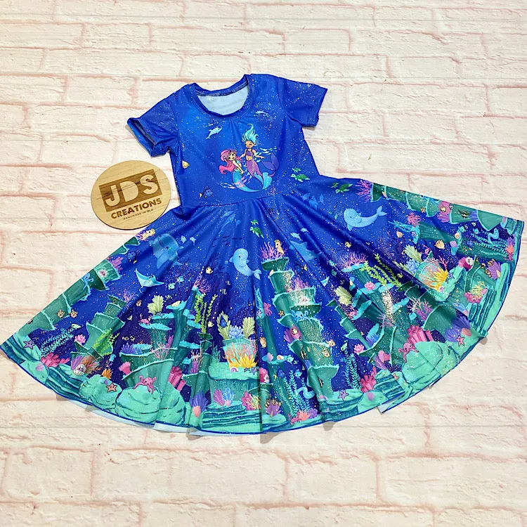 CUSTOM MADE Spandex full circle skater dress - Mermaids