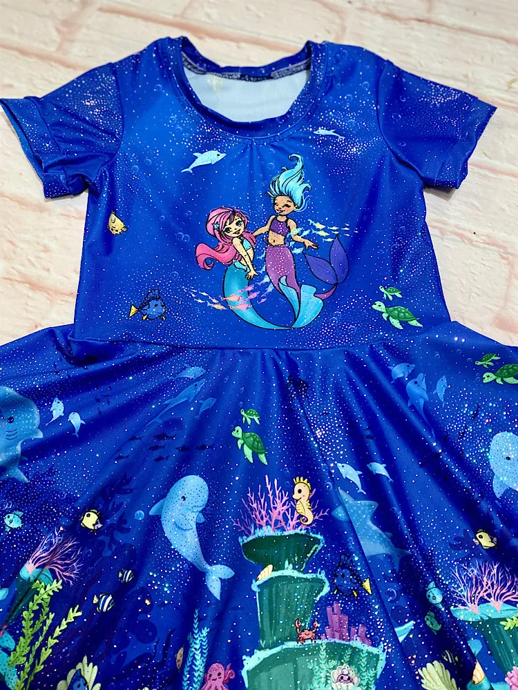 CUSTOM MADE Spandex full circle skater dress - Mermaids