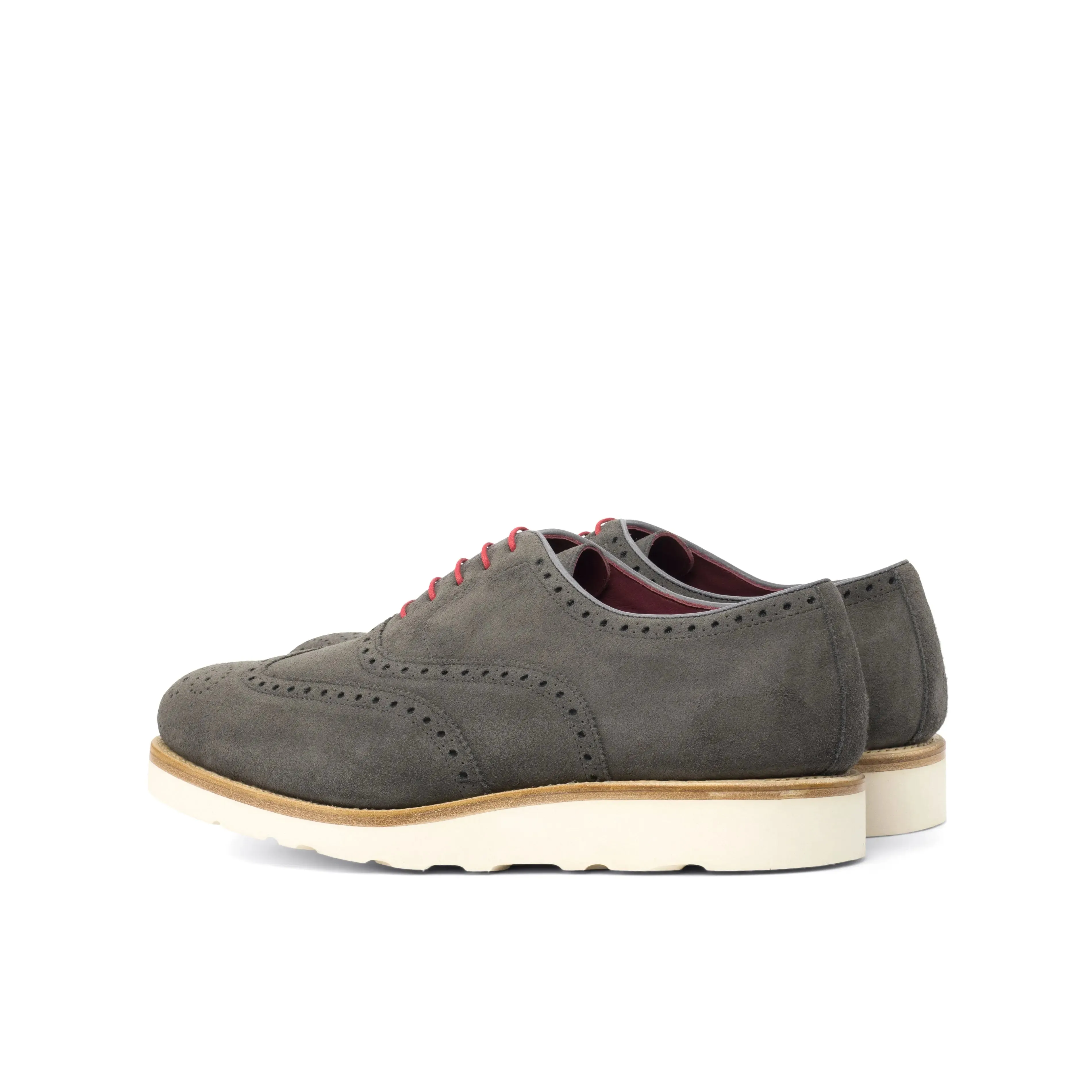 DapperFam Aeron in Grey Men's Lux Suede Full Brogue