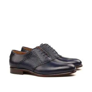 DapperFam Fabrizio in Navy Men's Italian Leather & Italian Pebble Grain Leather Saddle