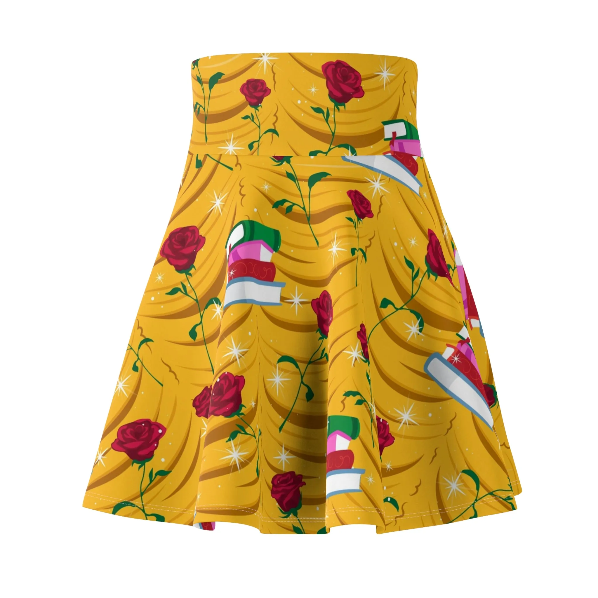 Disney Beauty And The Beast Roses And Books Women's Skater Skirt