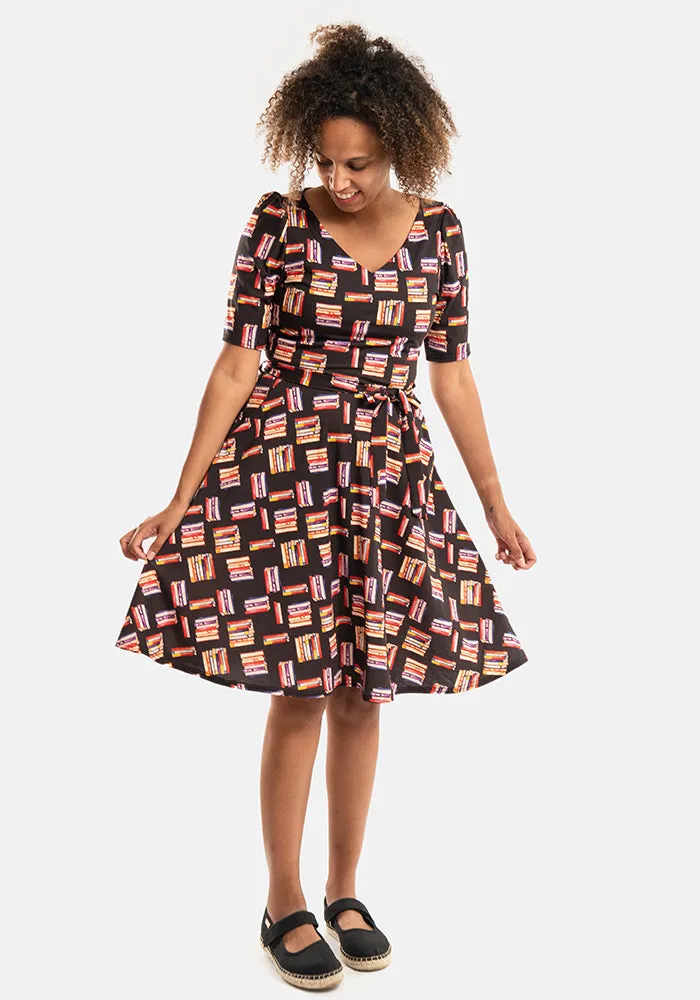 Dorian Book Print Full Skirt Dress