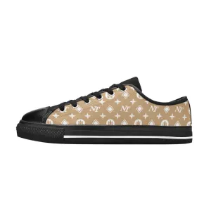 Fancy NT White on Brown-Black Women's Classic Canvas Shoes