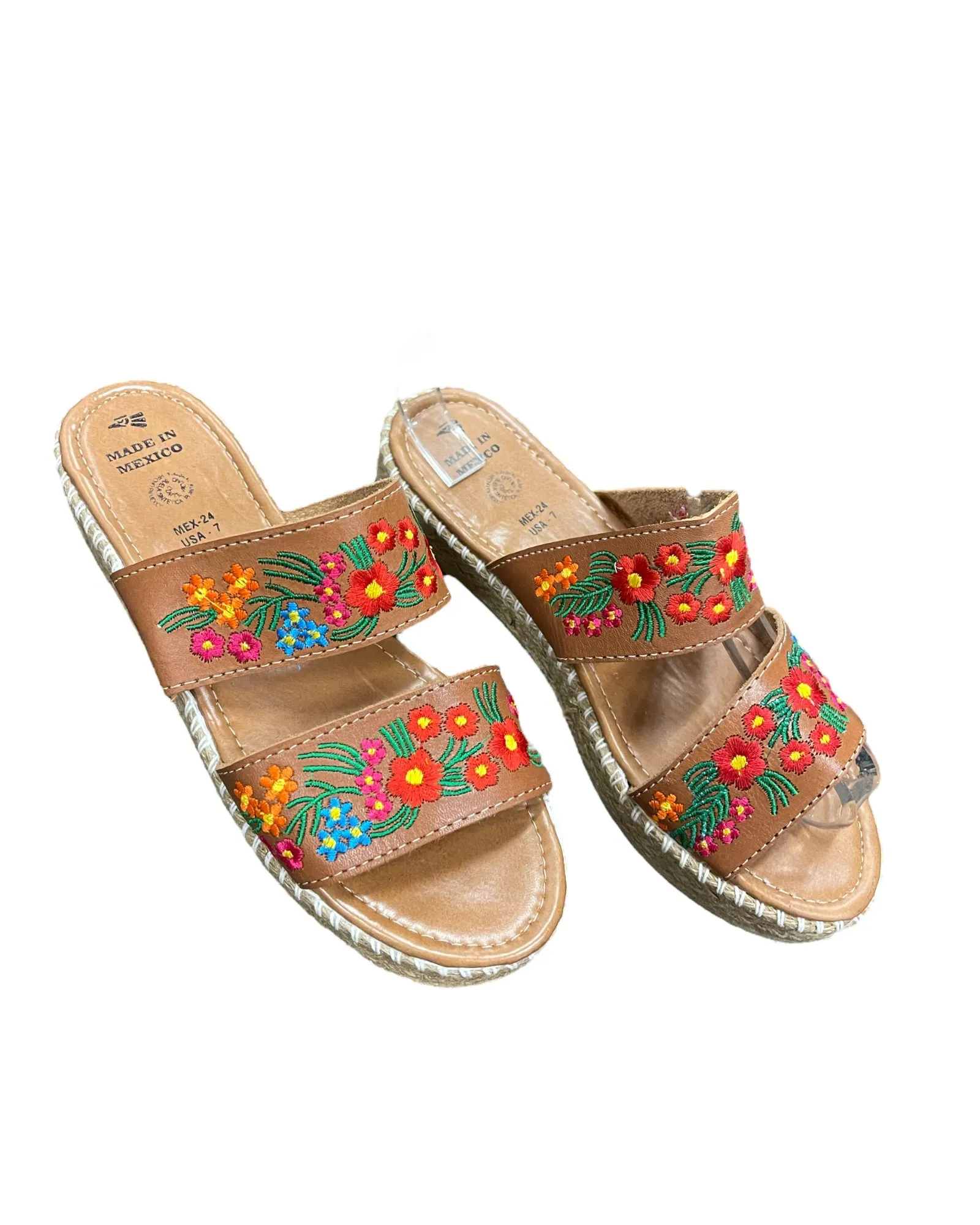 Floral Embroidered Leather Espadrille Sandals