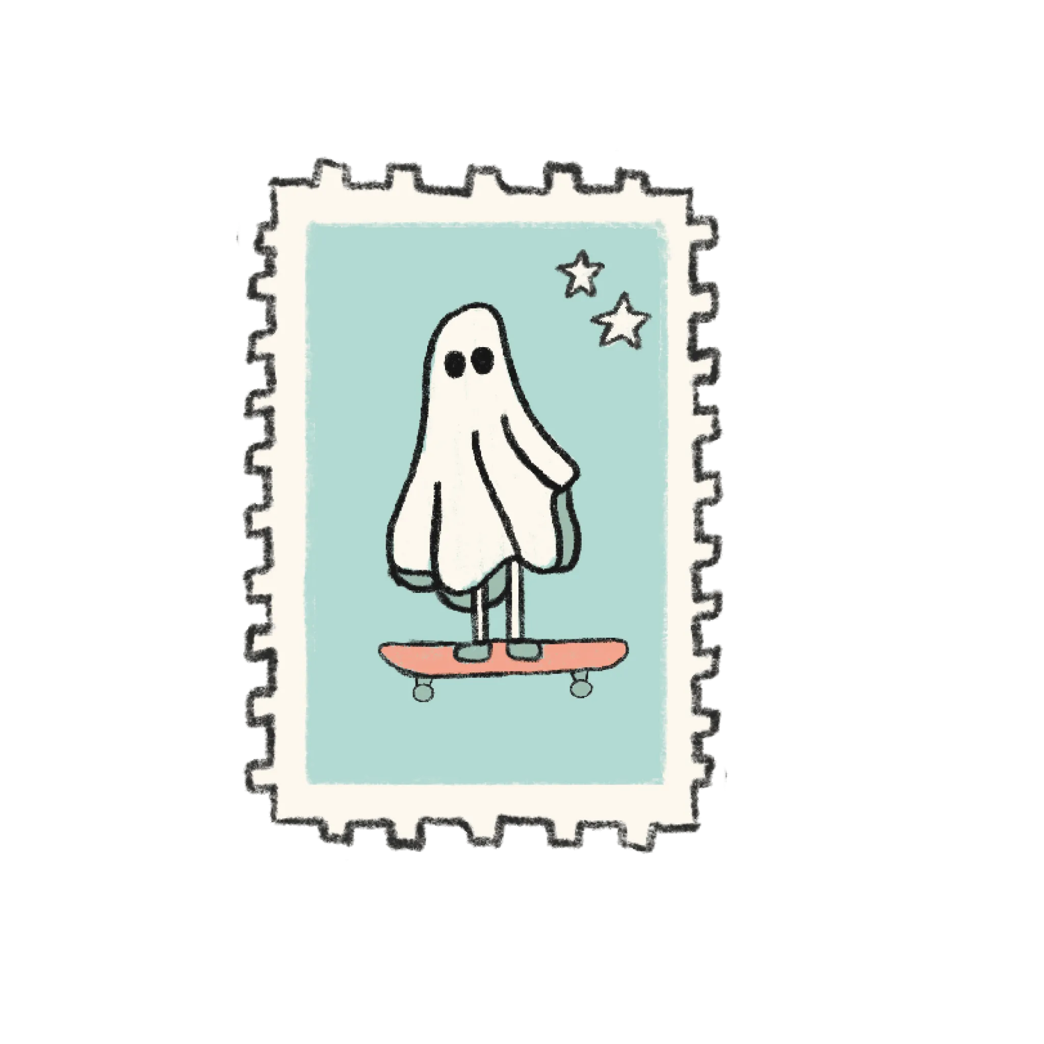 Ghost Skater Stamp Sticker