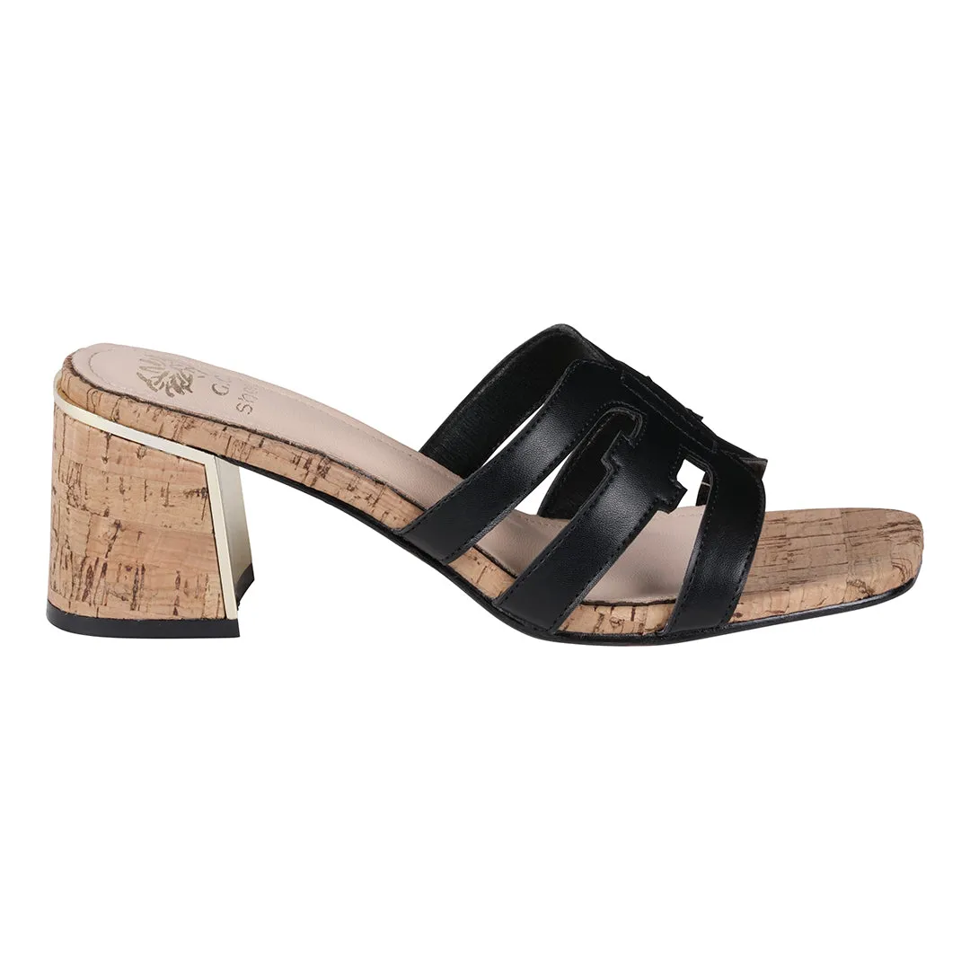 Gianna Black Cutout Heeled Sandals