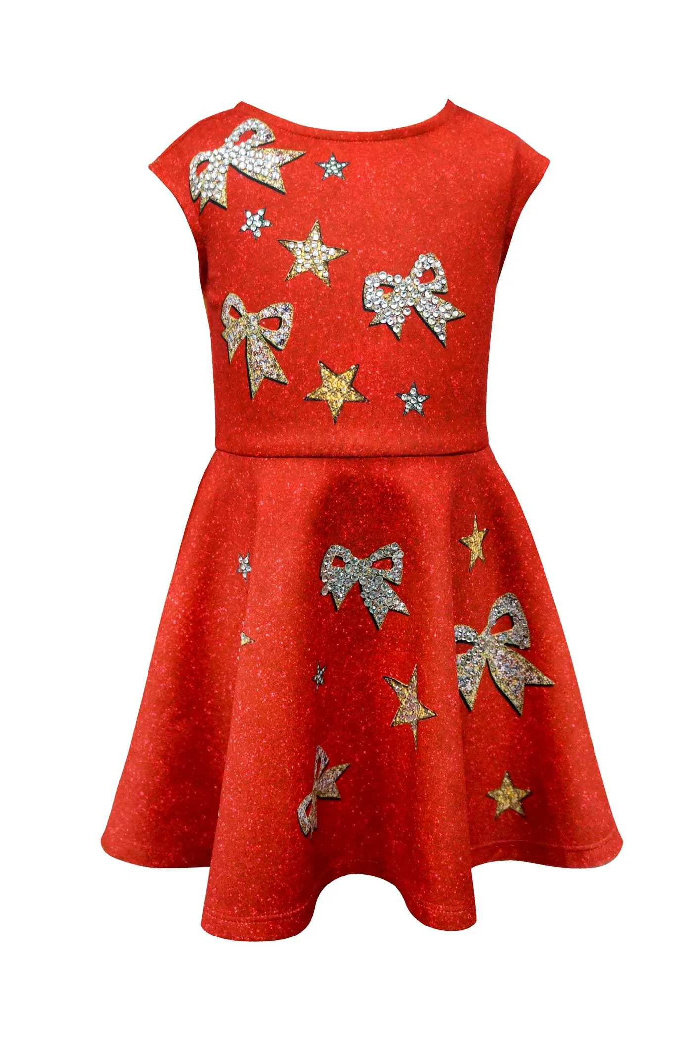 Girls Jewel Bow Fit and Flare Skater Dress