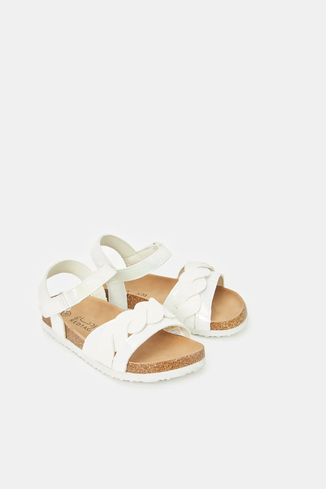 Girls White Embellished Cork Sandal