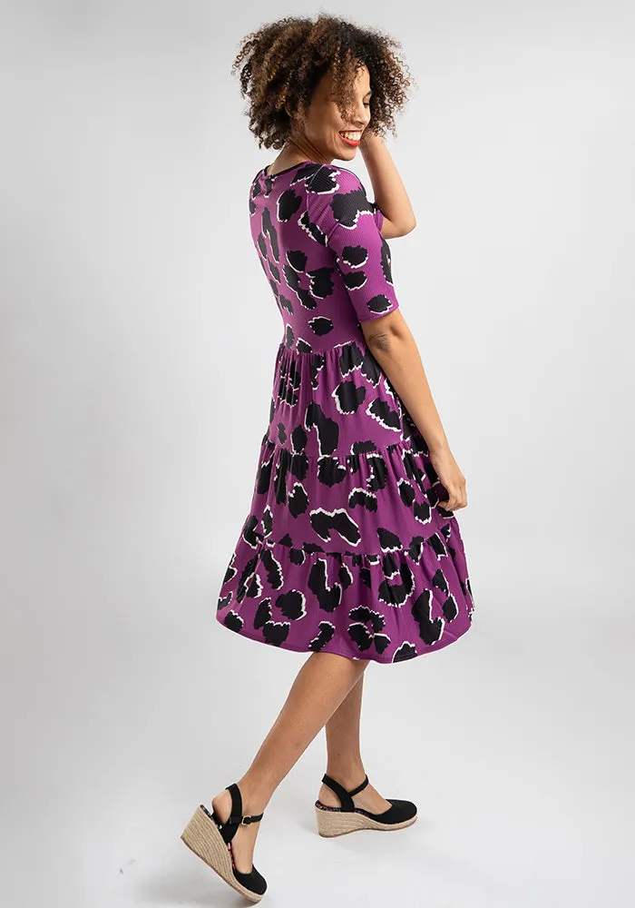 Gretchen Large Animal Print Tiered Hem Dress