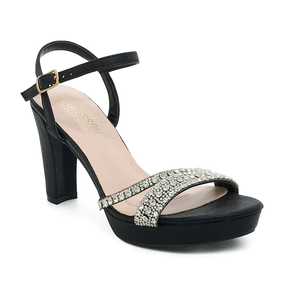 High Platform Heels with Rhinestones