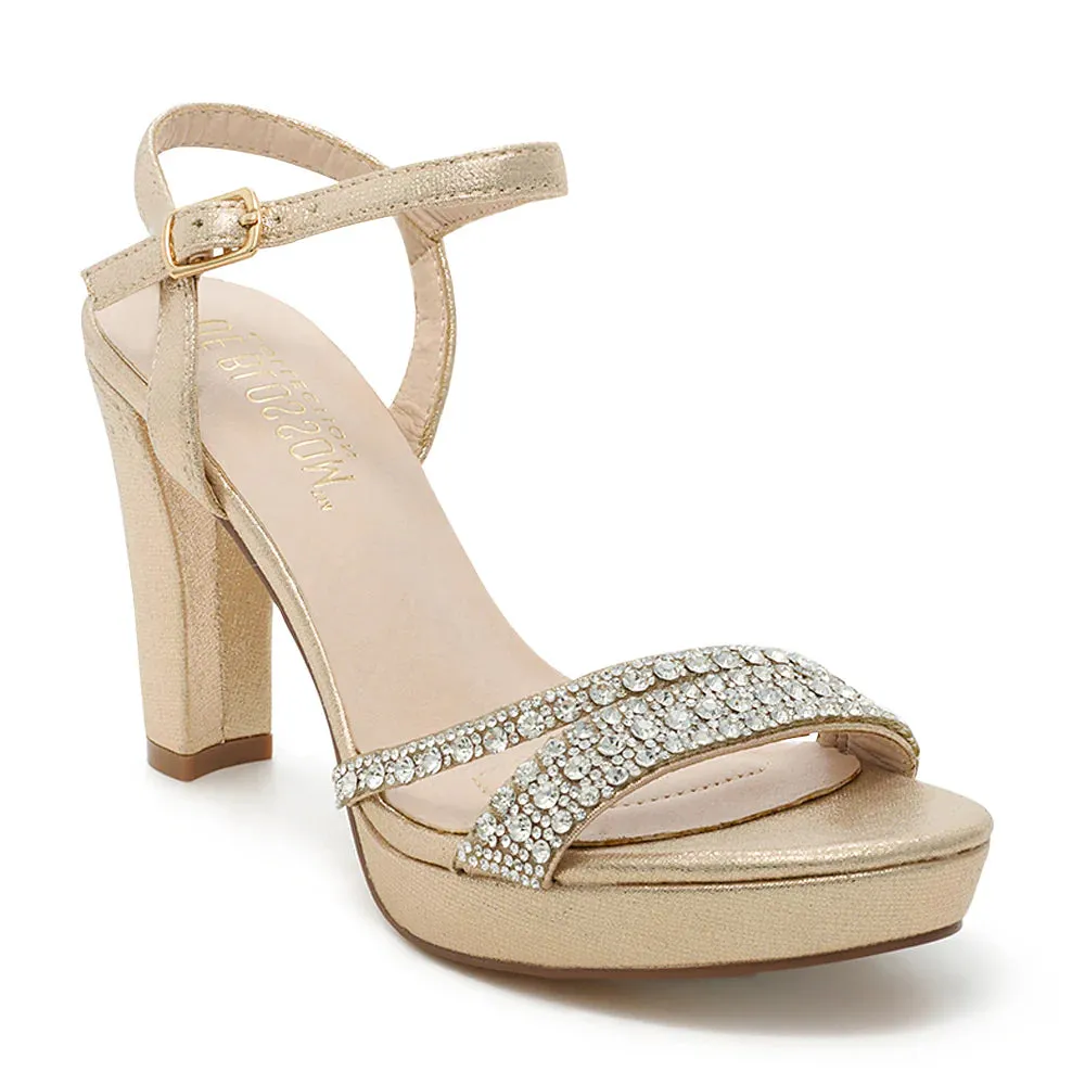 High Platform Heels with Rhinestones