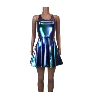 Holographic Oil Slick Skater fit n flare Tank Dress