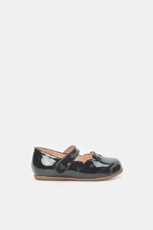 Infant Girls Black Patent Ballerinas