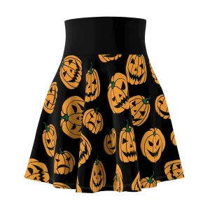 Jack O' Lanterns Black And Orange - Skater Skirt