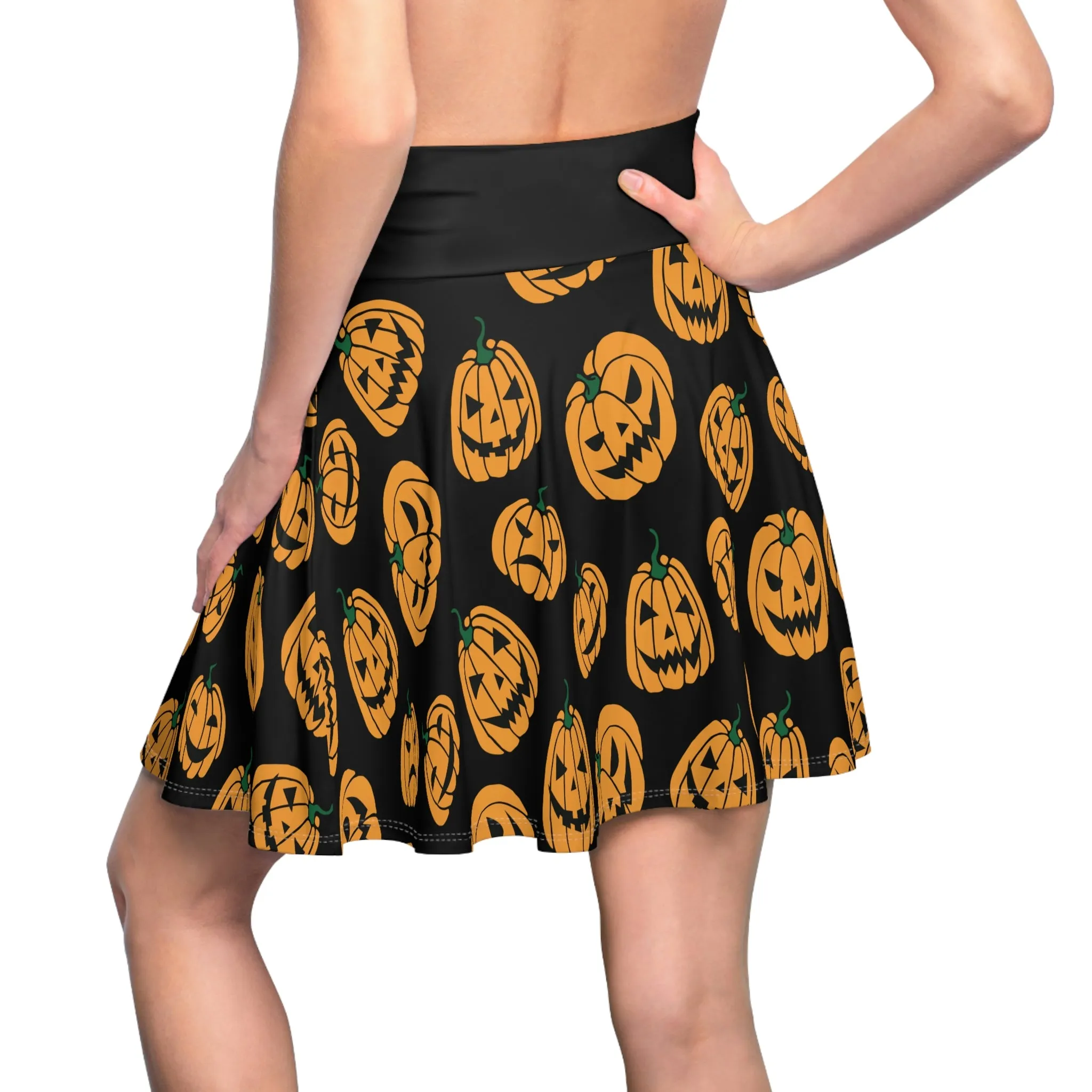 Jack O' Lanterns Black And Orange - Skater Skirt