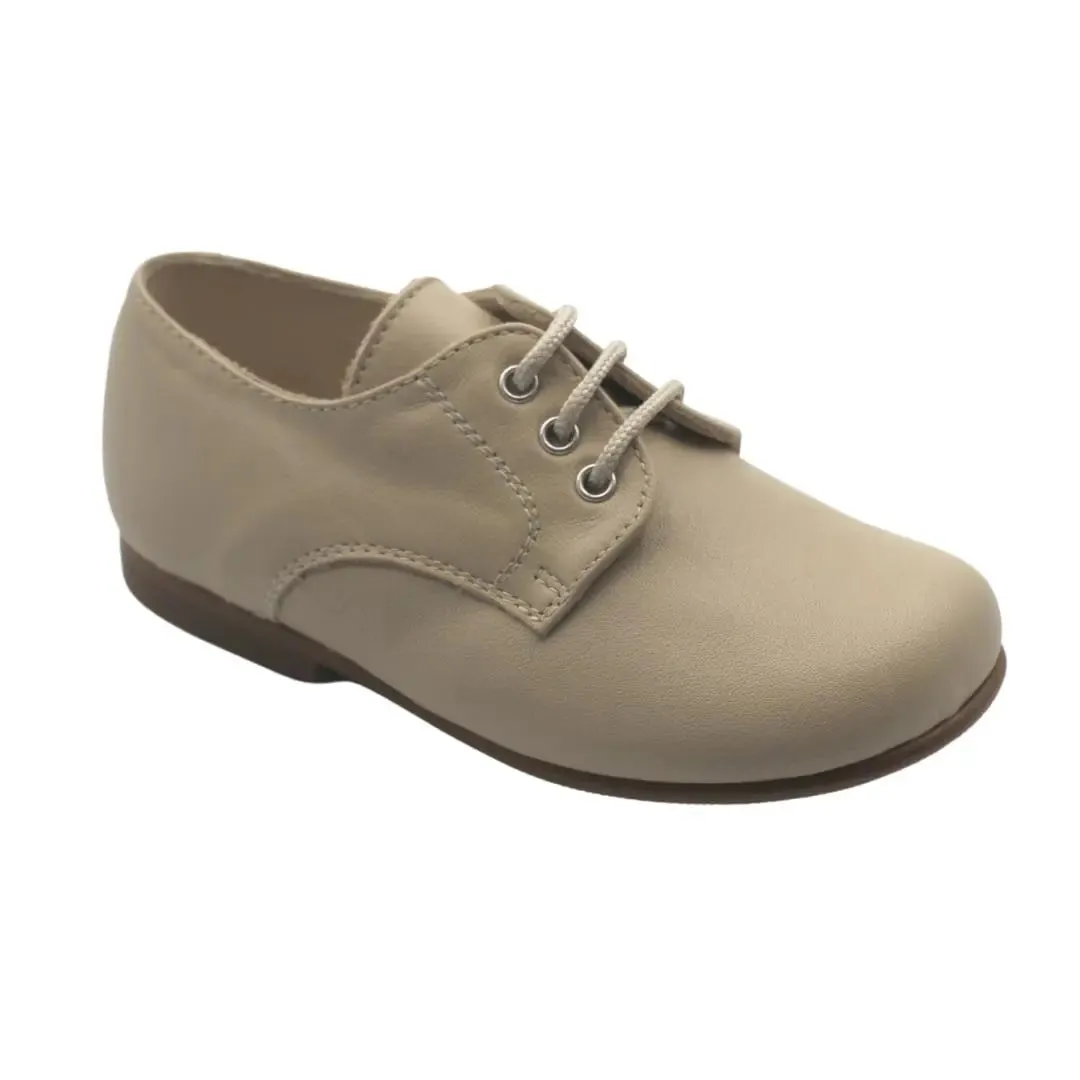 Jacob- Beige Leather Boy Oxford Shoes