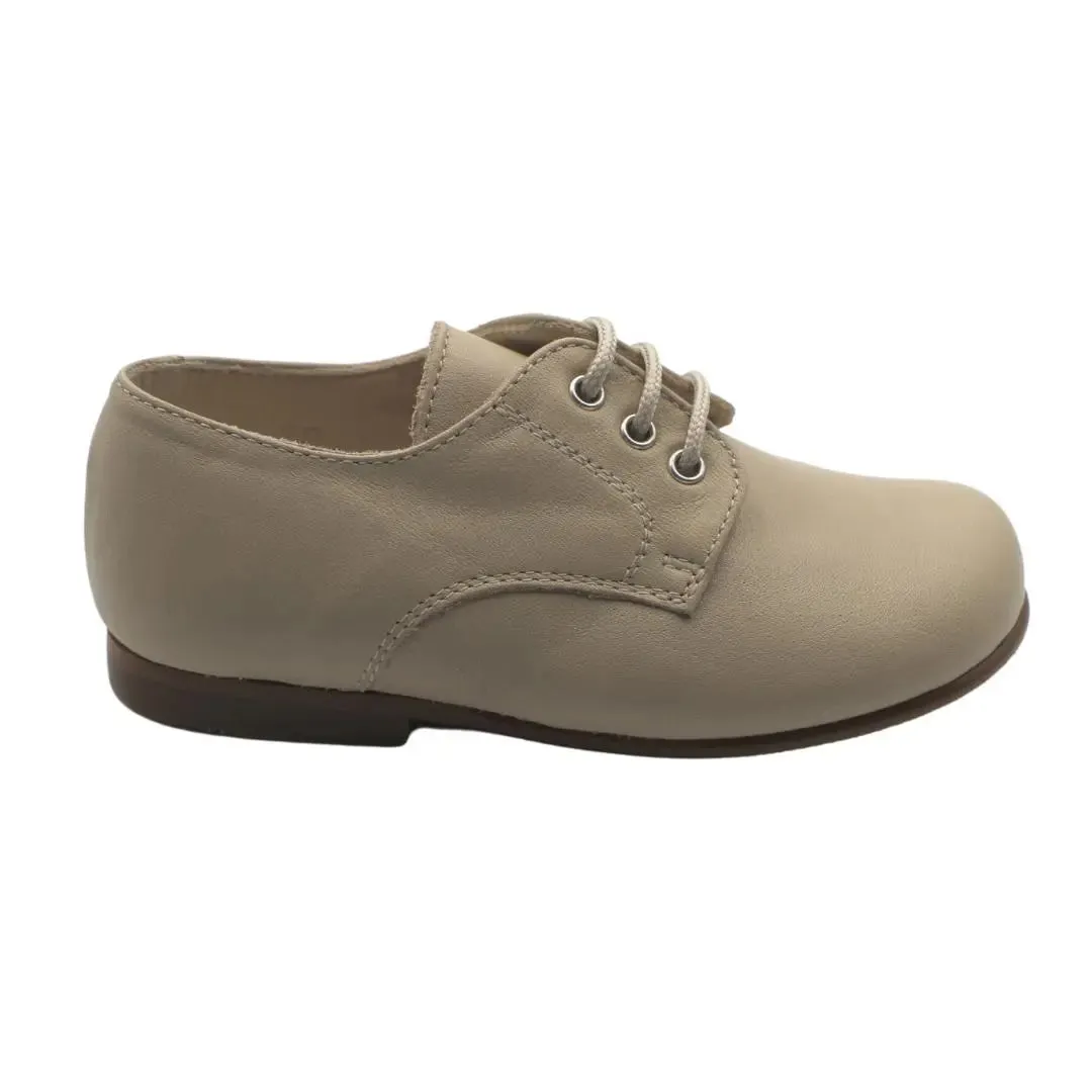 Jacob- Beige Leather Boy Oxford Shoes