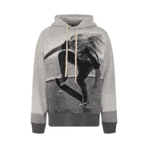 Jacquard Skater Hooded Sweater in Melange Grey