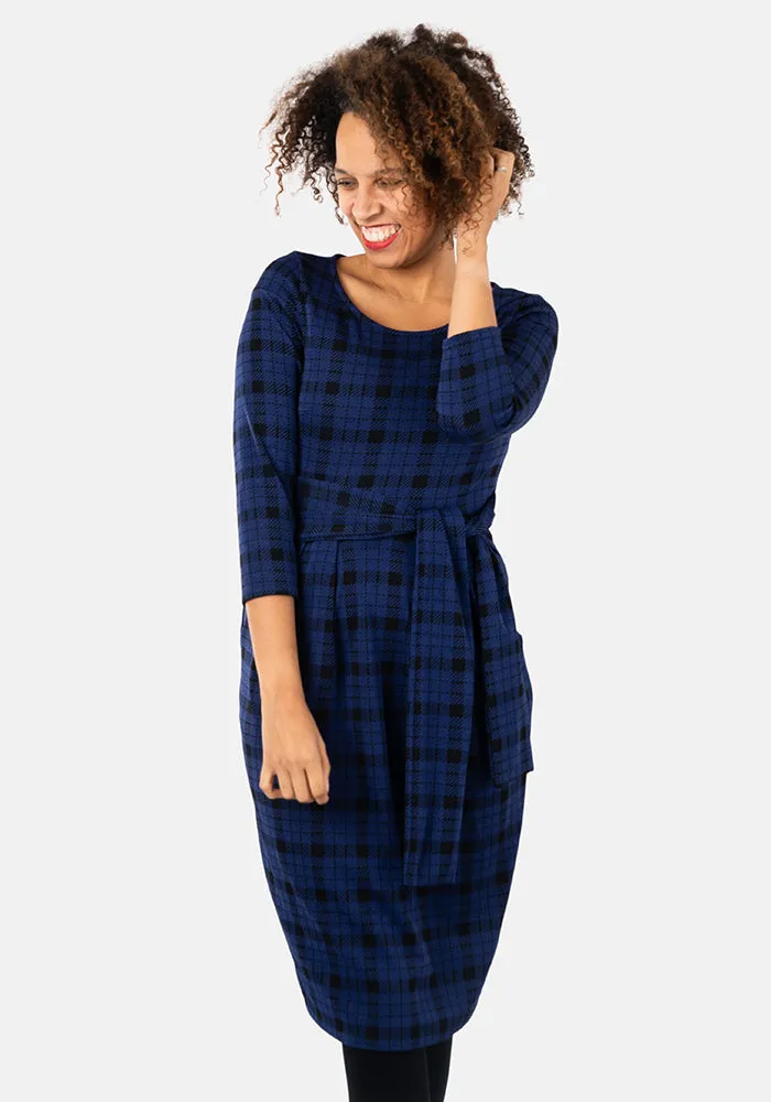 Jagger Blue & Black Check Jacquard Dress