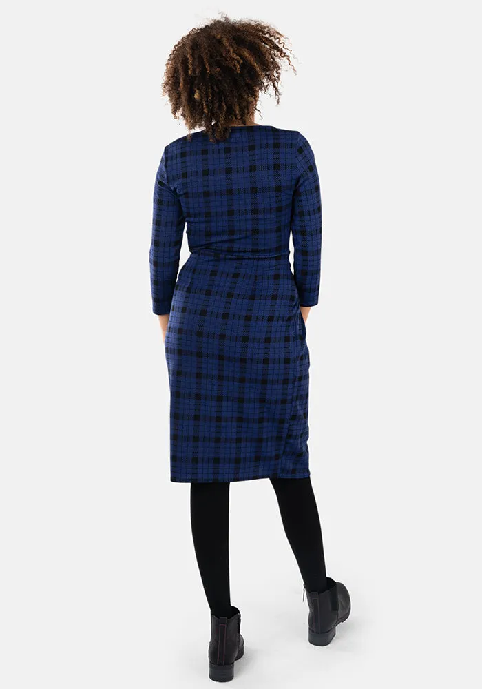 Jagger Blue & Black Check Jacquard Dress