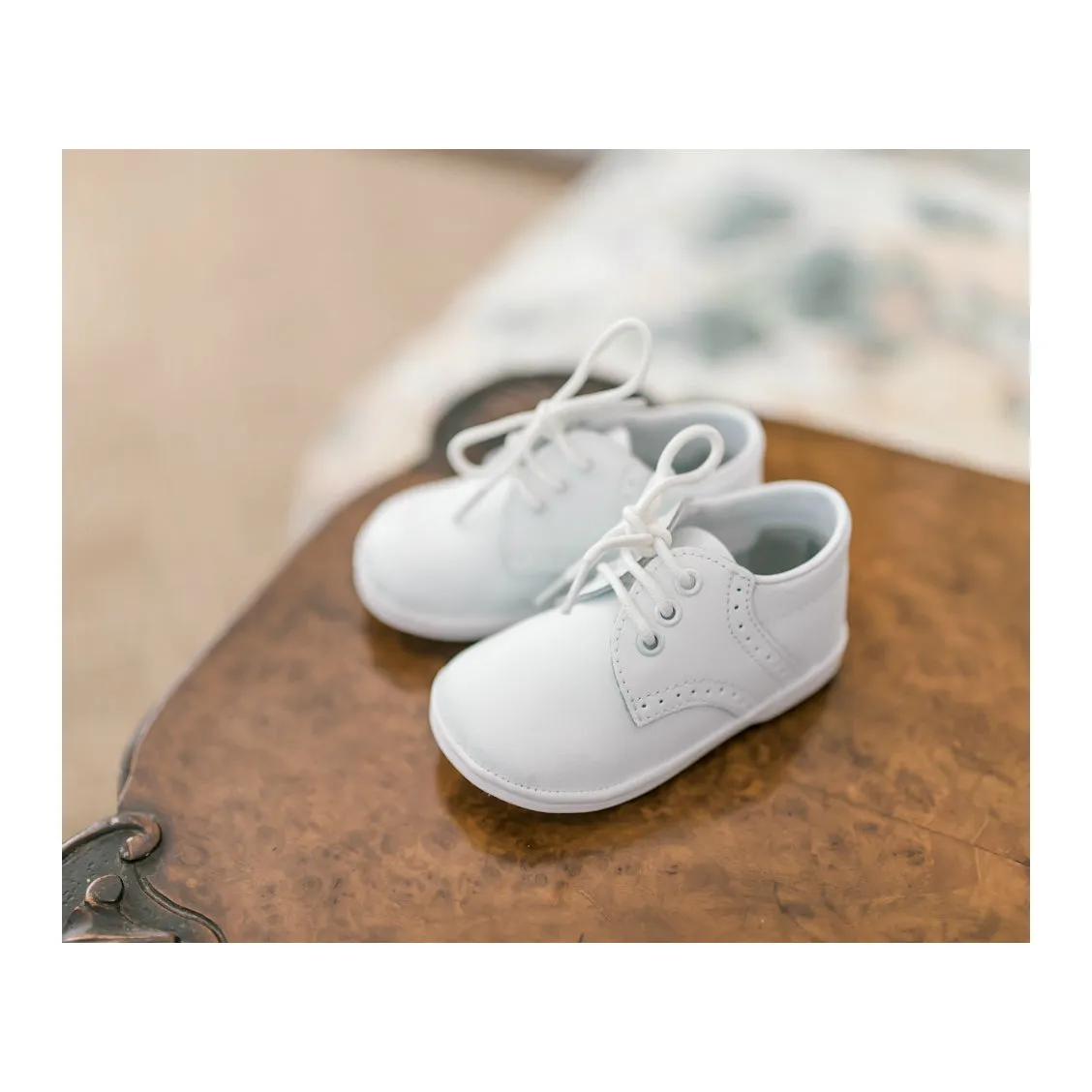 James Boy's Leather Lace Up Shoe - White