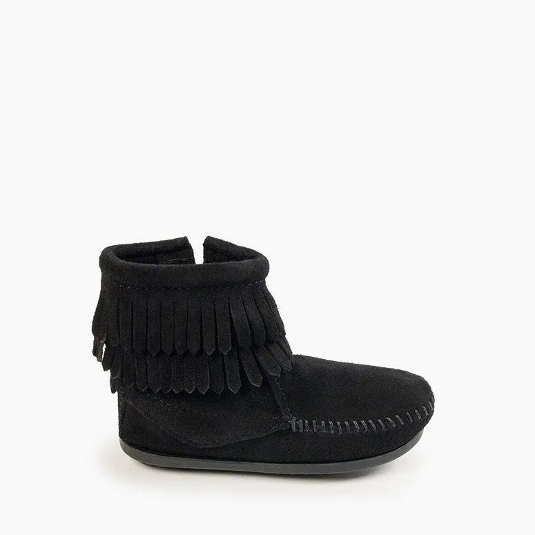 Kids' Double Fringe Side Zip Boot - Black