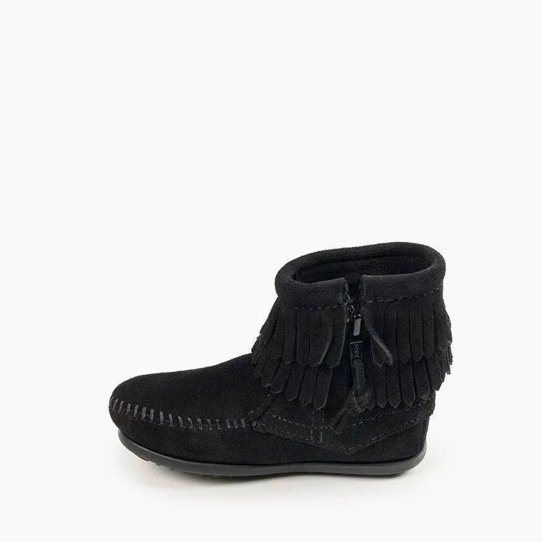 Kids' Double Fringe Side Zip Boot - Black