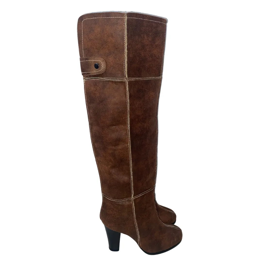 Knee High Heeled Boots Brown SIZE 40