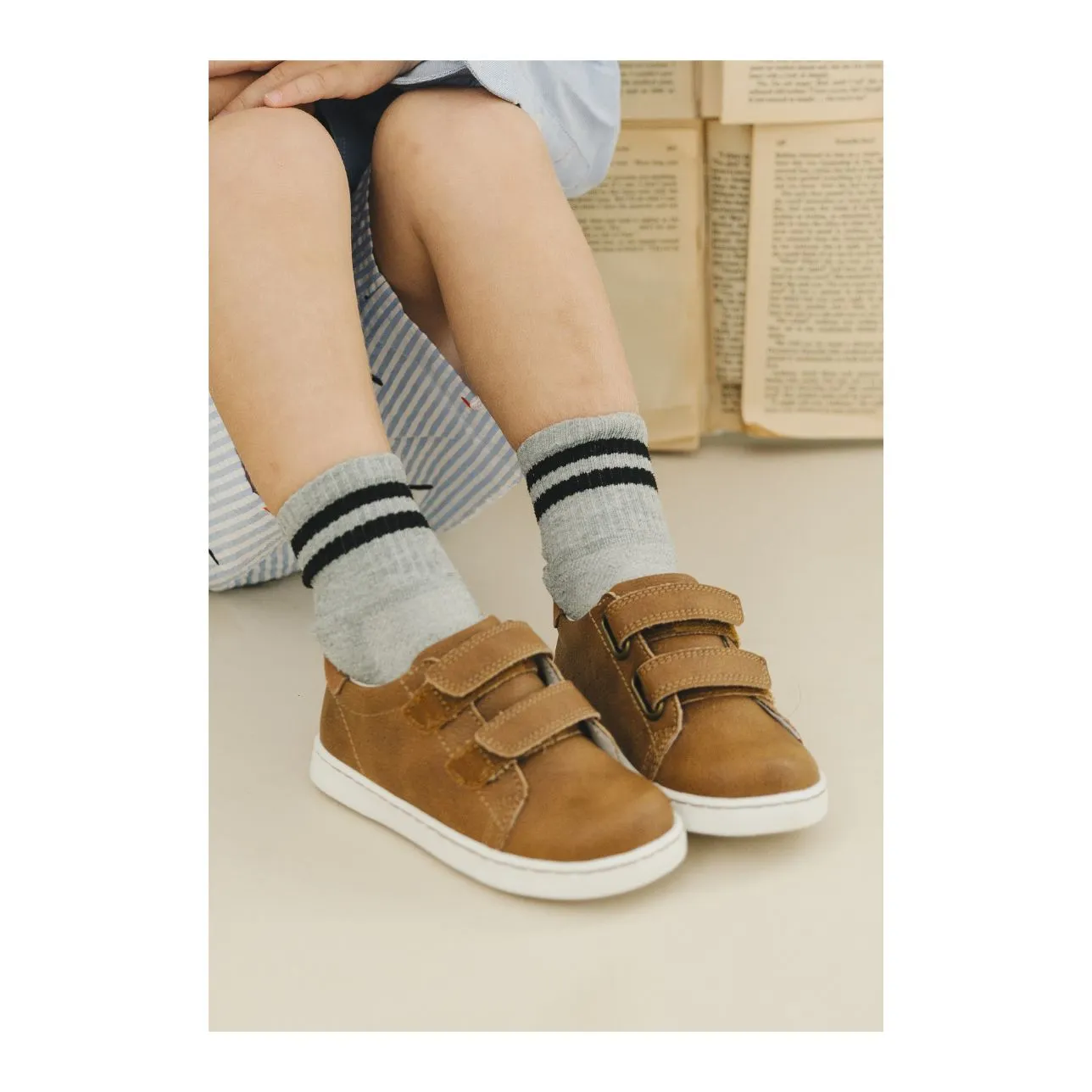 Kyle Double Velcro Sneaker - Chestnut